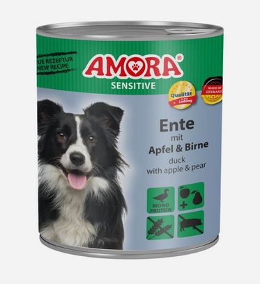 AMORA Dog Sensitive Ente, Apfel & Birne - 800 g